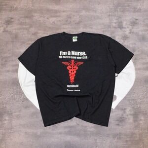 Vintage 1990's Cancun Reef I'm A Nurse Comedy Humor Double Stitch Black T-Shirt